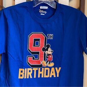 Worn Once Disney Mickey 9th Birthday Royal Blue T Shirt Tee 9-10 M 140cm Cotton